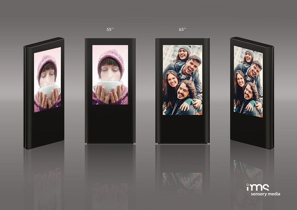 IMS r&d_totem reklamowy porównanie monitorów 55 i 65 cali