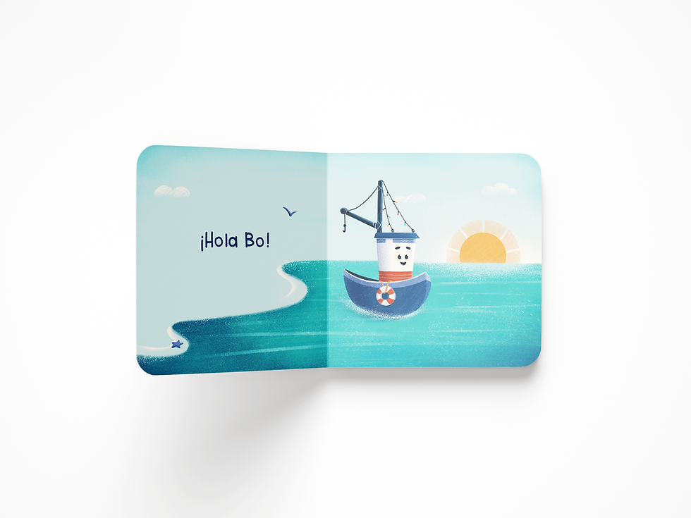 Thumbnail: Libro con solapas: barco de pesca en un día soleado