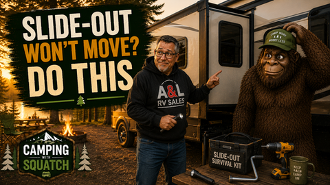 Joe Squatch Stanford troubleshooting an RV slide-out that won't move near Murfreesboro TN