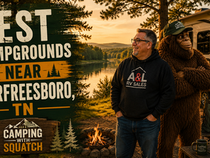 Joe Squatch Stanford at a lakeside campground near Murfreesboro in Middle Tennessee