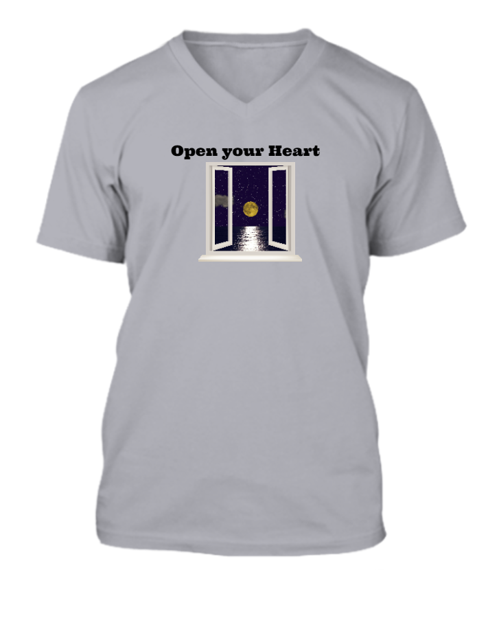 Open Your Heart V Neck T Shirt Men