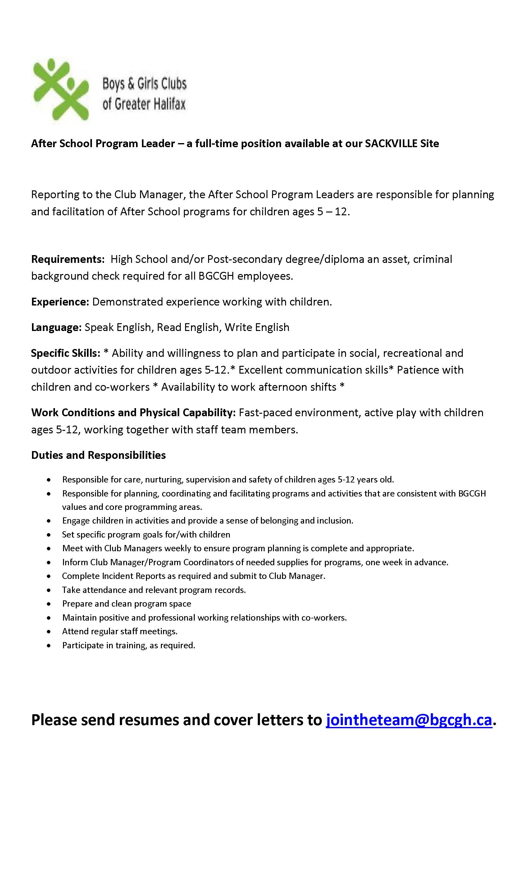 Boys Girls Clubs Of Greater Halifax After School Program