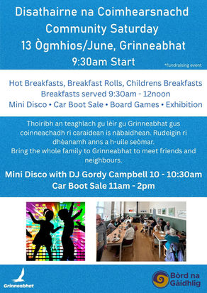 Community Day. Breakfast, mini disco, car boot sale. Community day