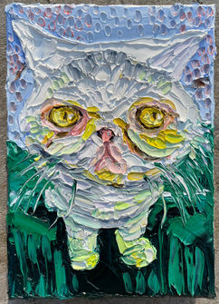 Maybe If I Just Sit and Stare at You, You'll Give Me What I Want 
5x7 inches, oil on canvas