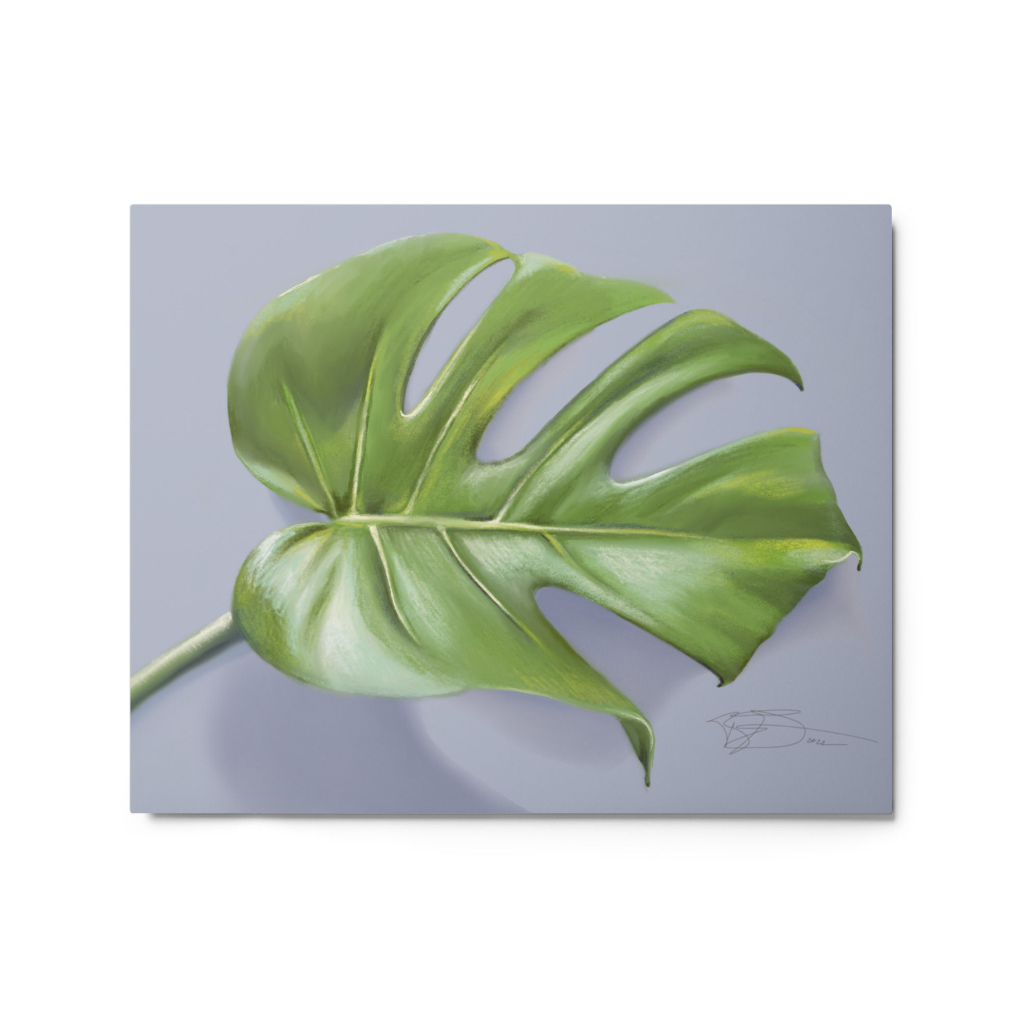 Light Blue Leaf Metal Sublimation Print