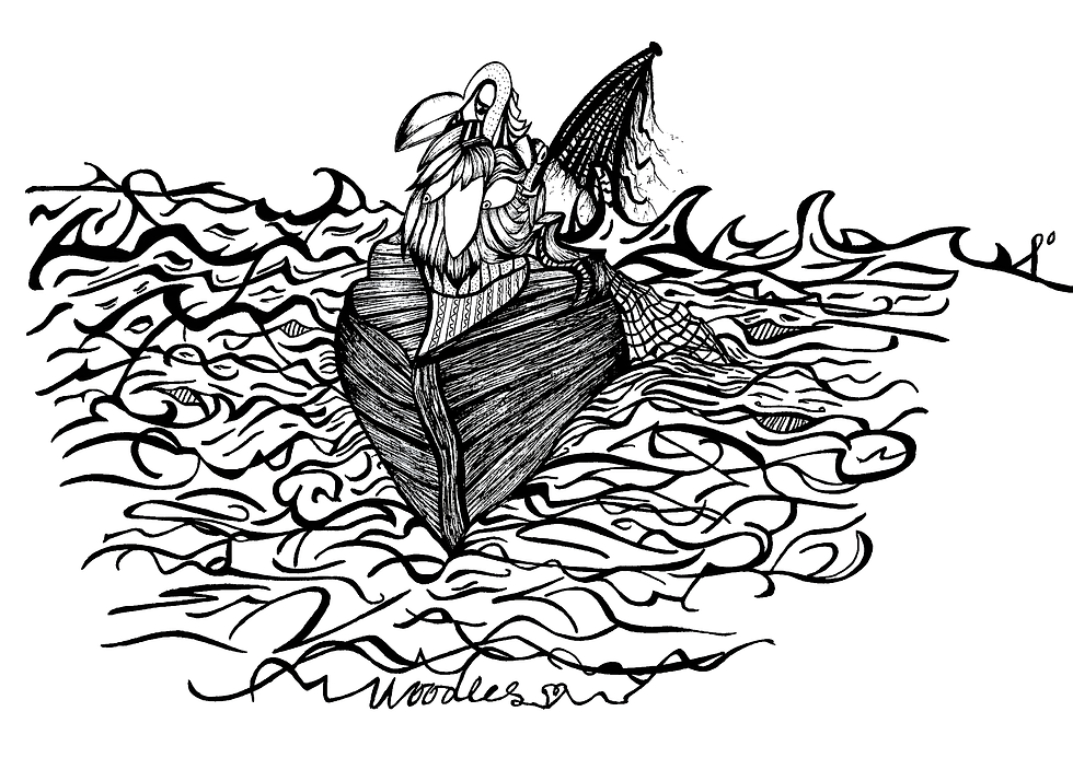 He Was In Deep Water With HIs Bird This Time! Signed Fine Art Giclée Print - A4