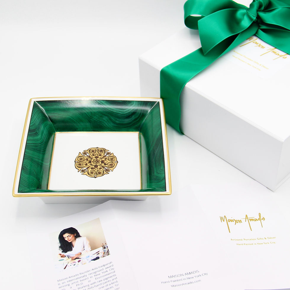 Thumbnail: Malachite and gold pattern Kaiser Catch-All  Dish