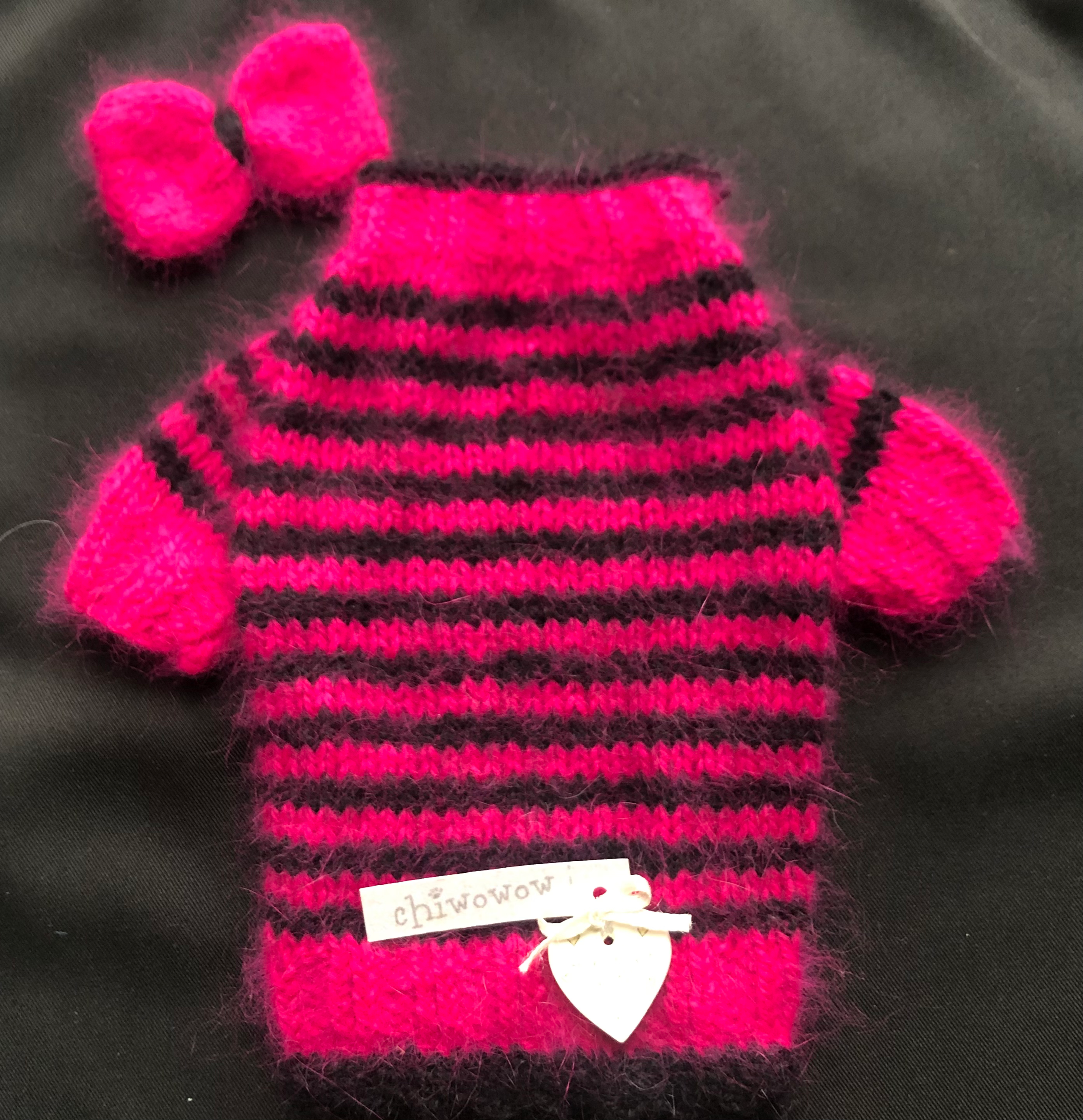 Luxe Angora Stripes Sweater and HairBow