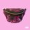 Miniature : Sac banane femme en tissu wax noir zébré rose motif animal vu de trois-quarts, sac ceinture tendance