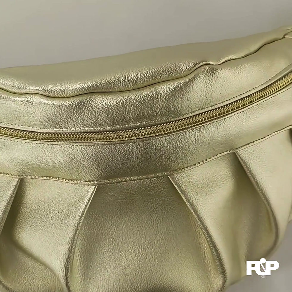 Miniature : Vidéo sac banane femme en simili-cuir doré clair, accessoire mode tendance