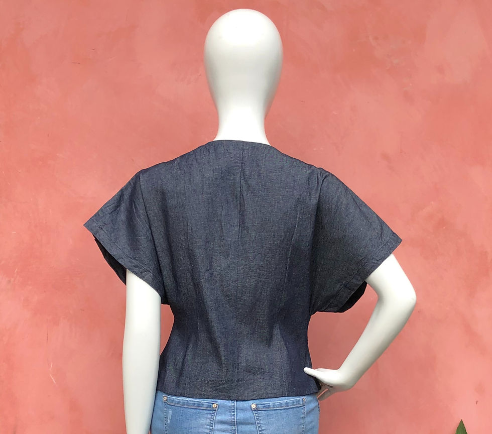 Thumbnail: Leona Denim Top  With Inaul Bangsangmoro Purple Accent