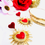 Miniature : Boucles d'oreilles Cœurs sacrés dorés et rouges