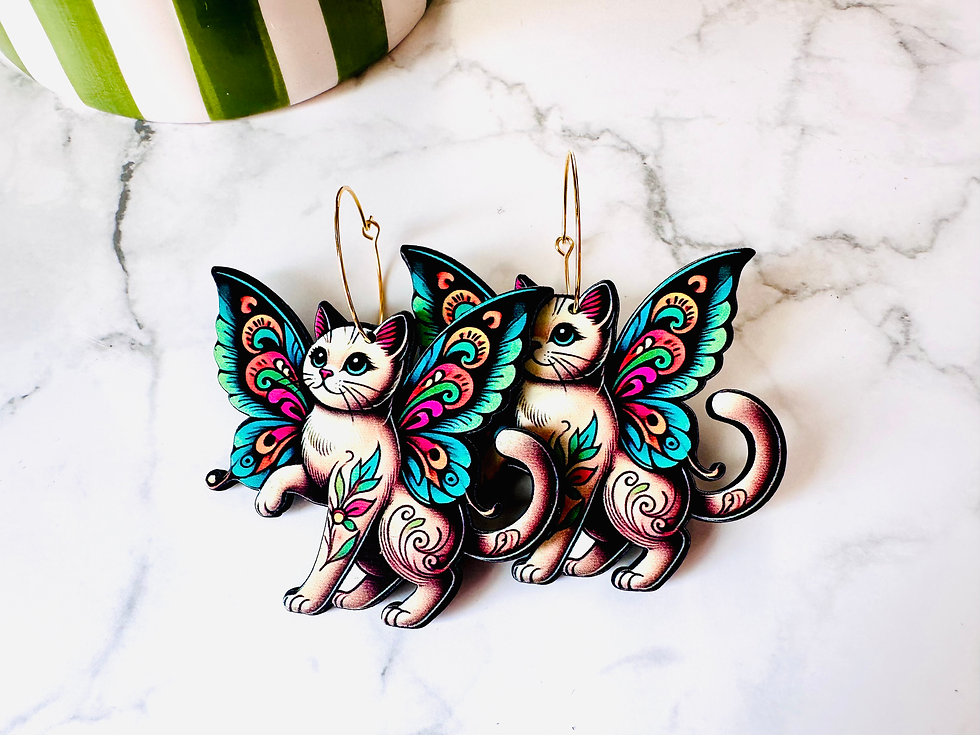 Miniature : Boucles d'oreilles Chat papillon #1