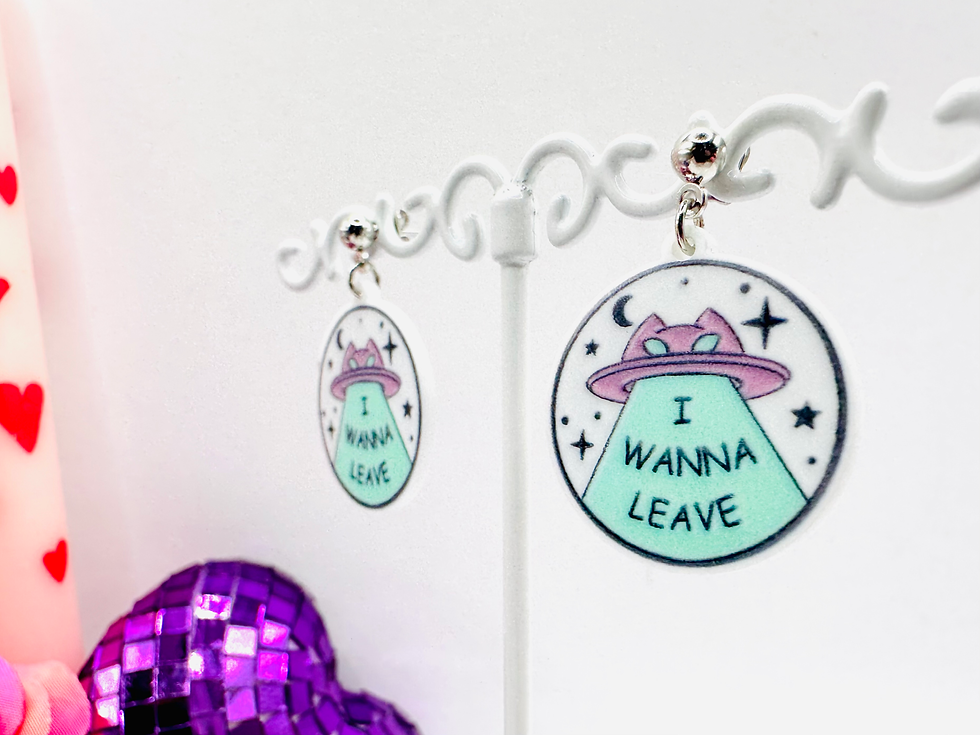 Miniature : Boucles d'oreilles Chat extraterrestre #3