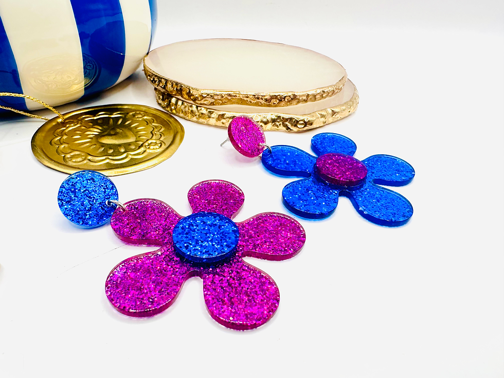 Miniature : Boucles d'oreilles Grandes Fleurs seventies #1