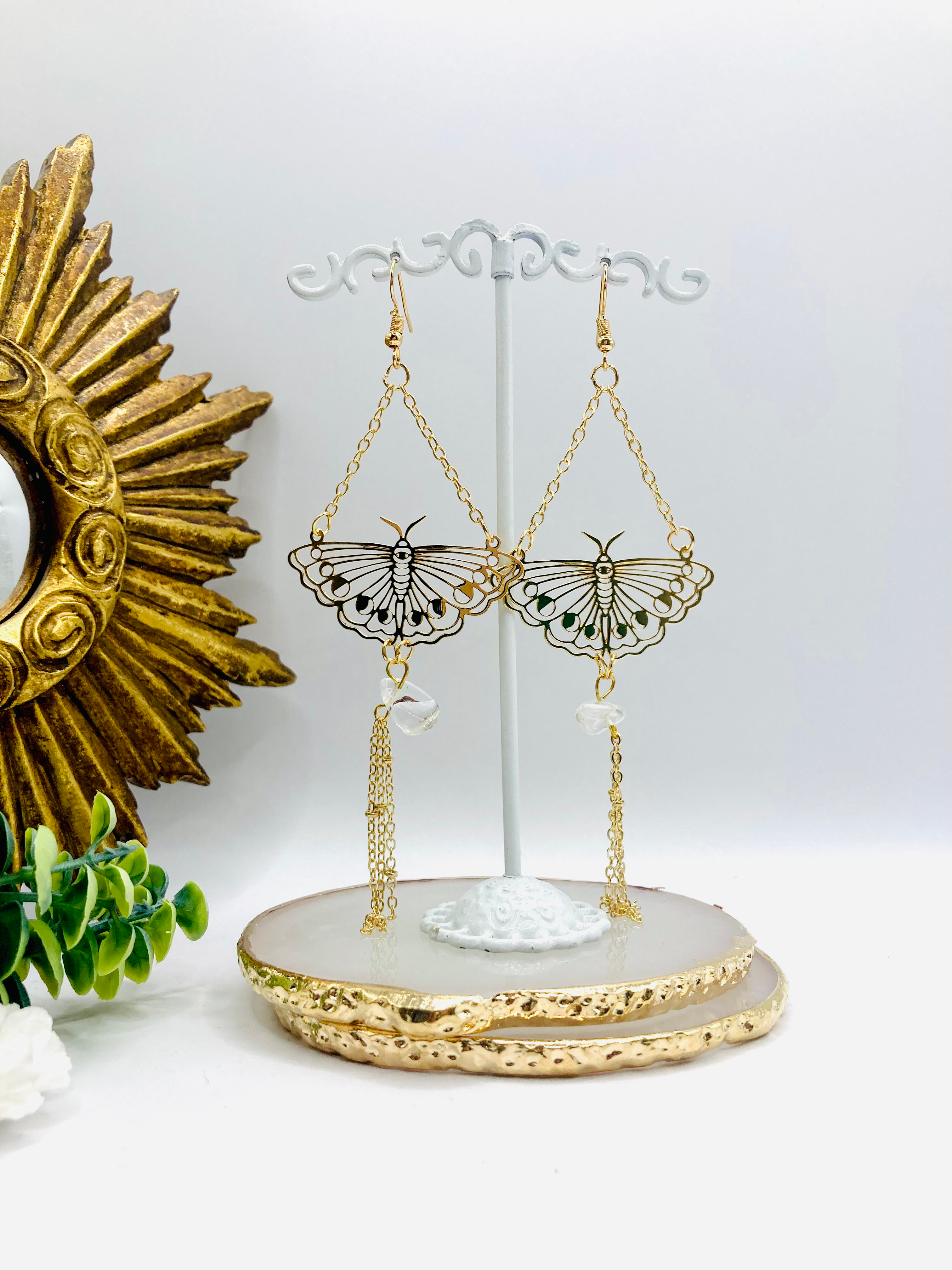 Boucles d'oreilles Papillons dorés 