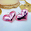 Miniature : Boucles d'oreilles Cœurs roses effet métallisé 