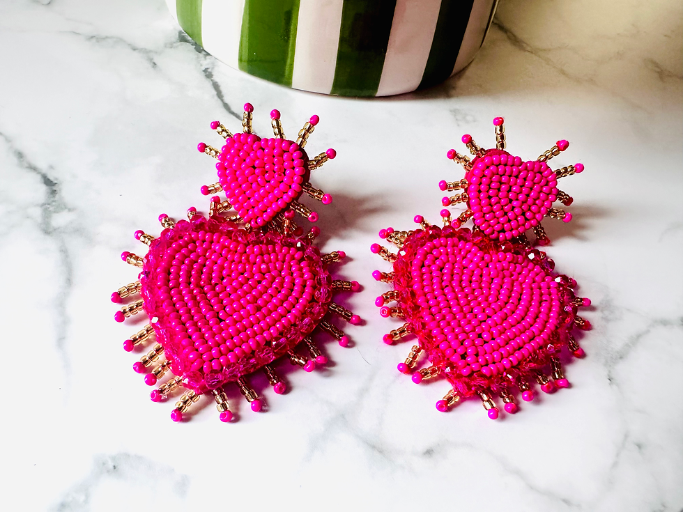 Miniature : Boucles d'oreilles Grands cœurs sacrés perles