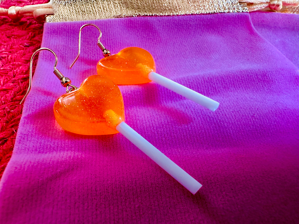 Miniature : Boucles d’oreilles Sucettes cœur - oranges 🍭