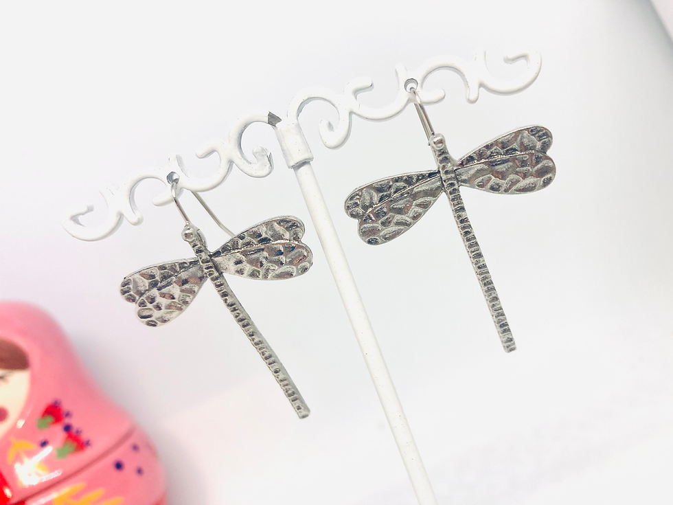 Miniature : Boucles d'oreilles Libellule argentée