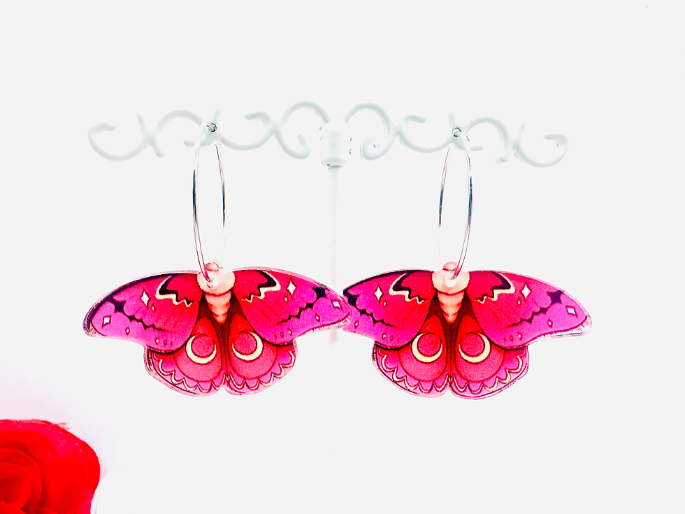 Miniature : Boucles d'oreilles Papillons roses avec anneaux