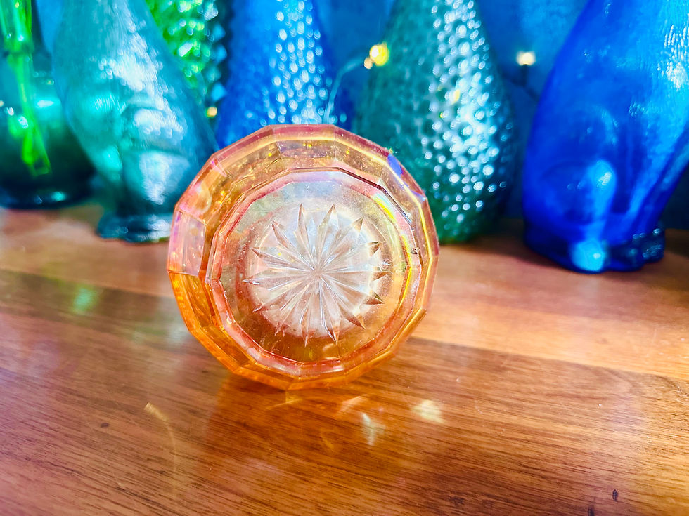 Miniature : Mini vase en verre irisé vintage 