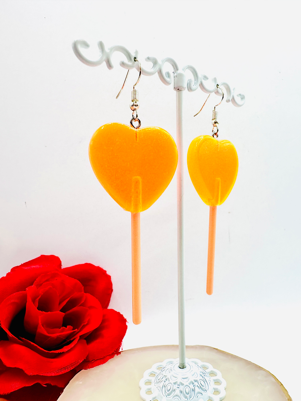 Miniature : Boucles d’oreilles Sucettes cœur 🧡