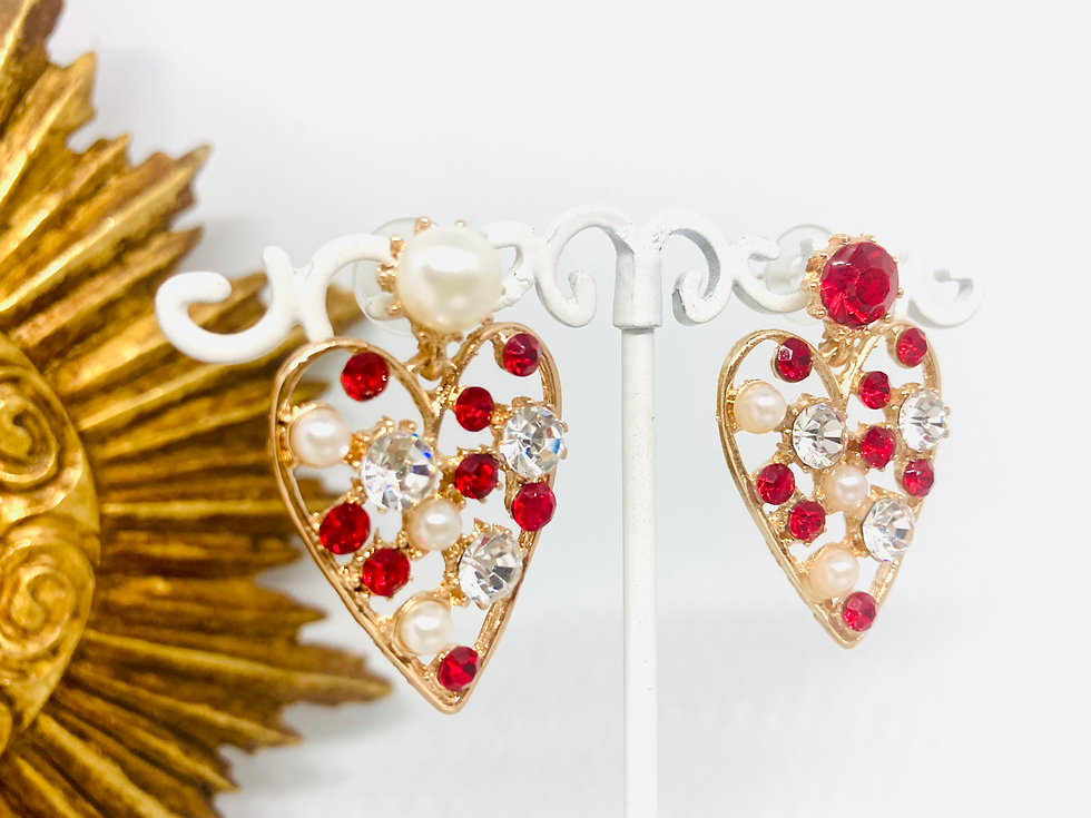 Miniature : Boucles d'oreilles Cœurs asymétriques strass #1