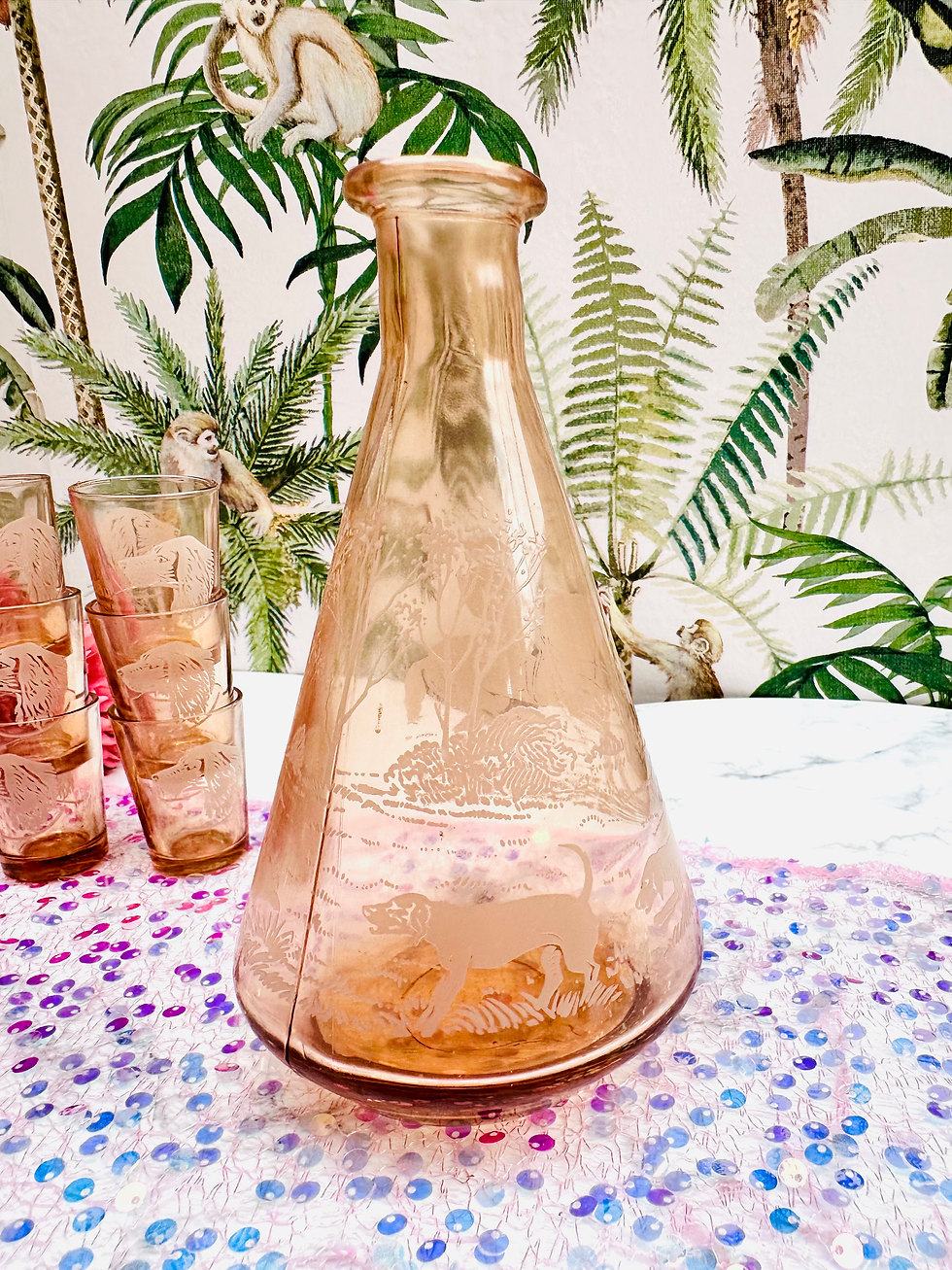 Miniature : Carafe et ses verres Chien