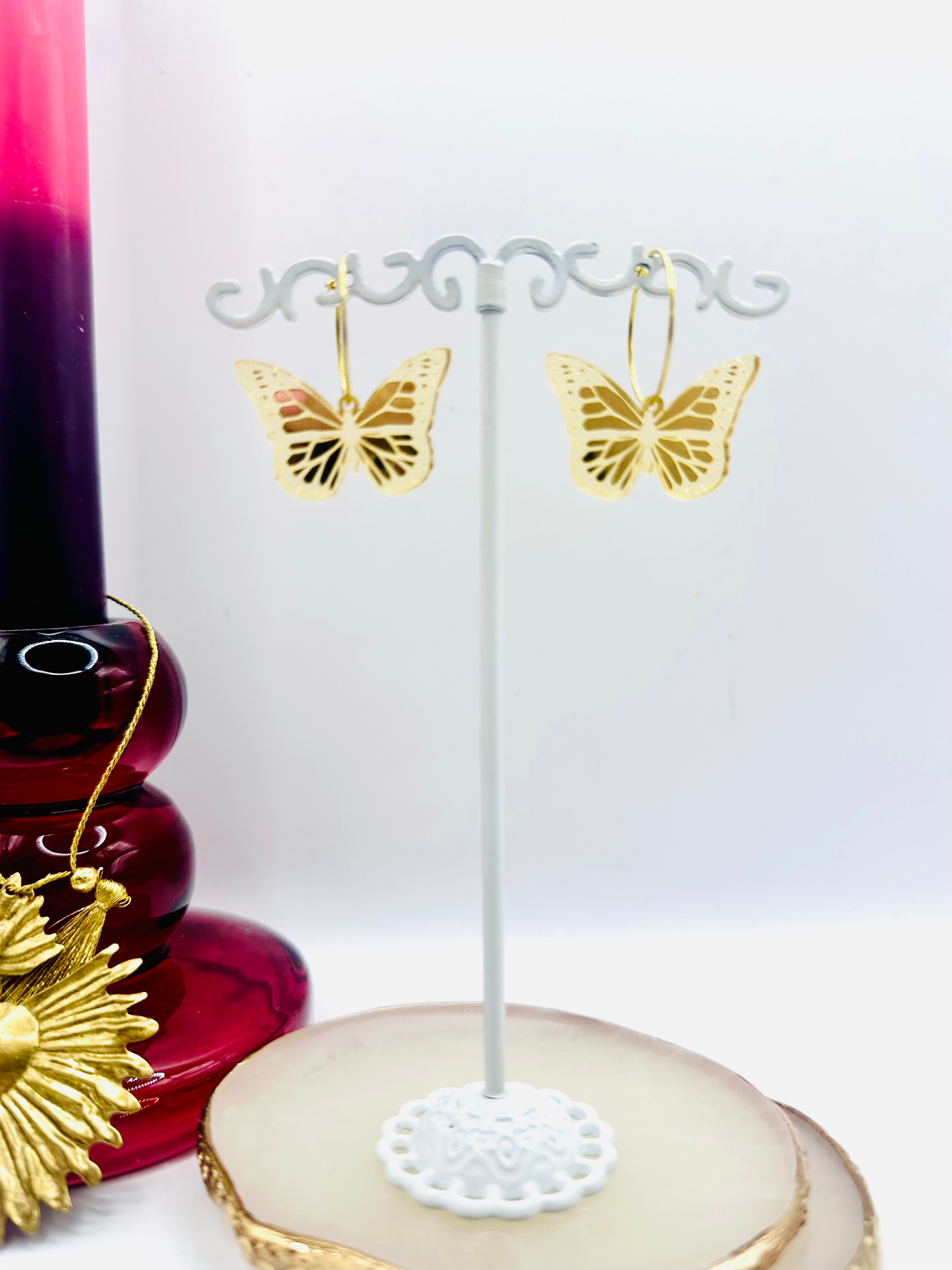 Boucles d'oreilles Anneaux Papillons #1