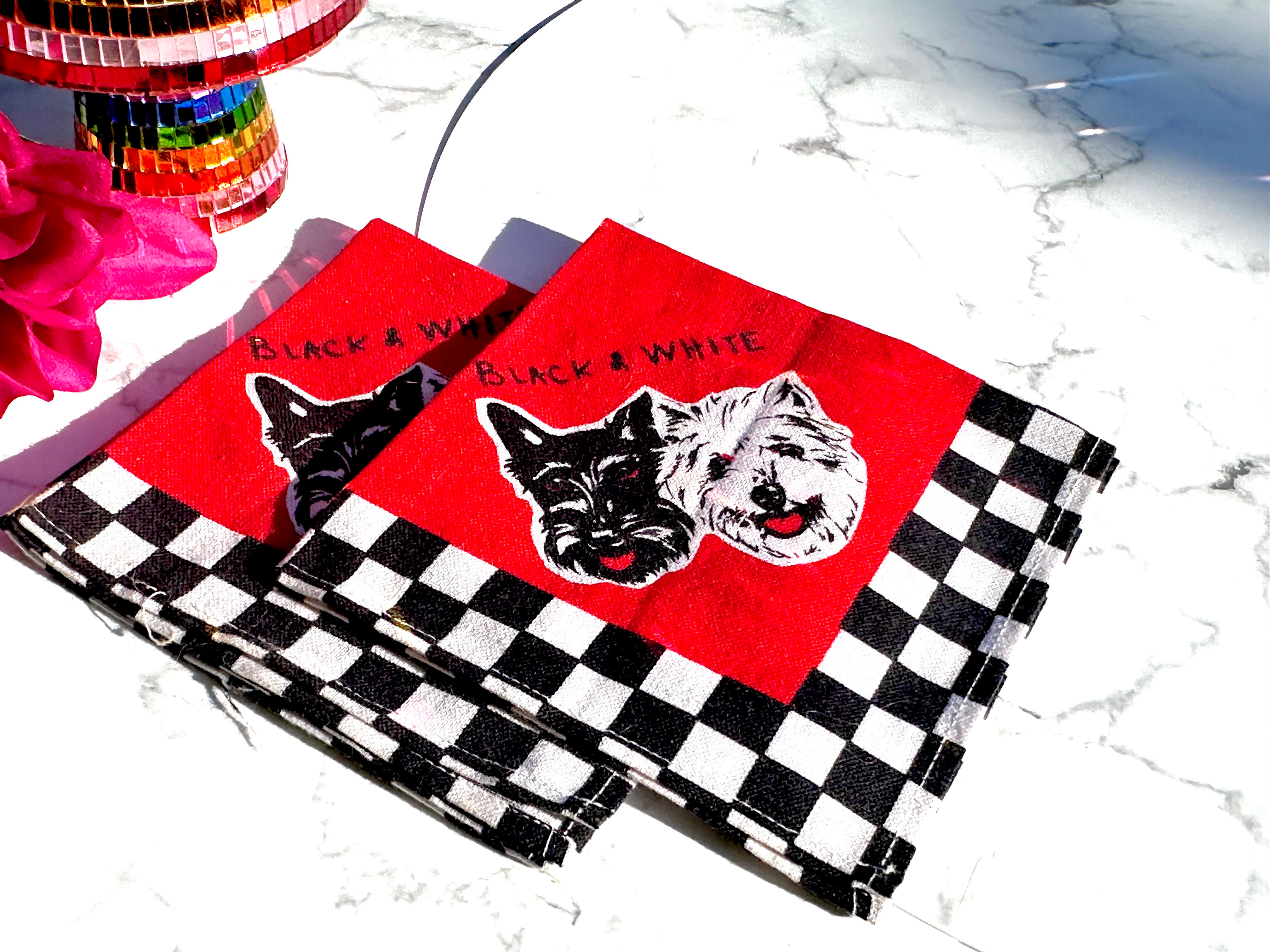 Set mouchoirs vintage “Black & White” – terriers iconiques du whisky