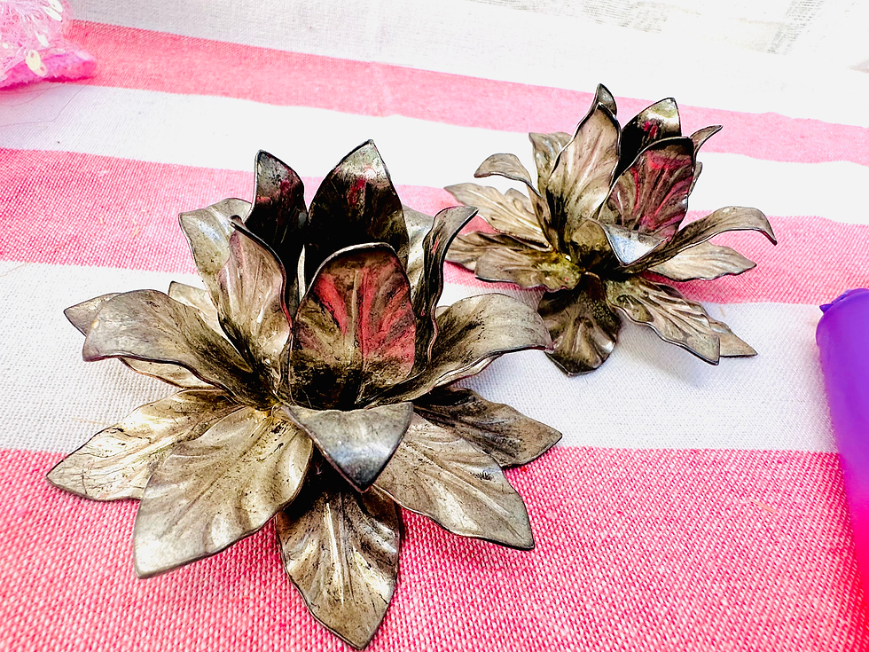 Miniature : Paire bougeoirs fleurs