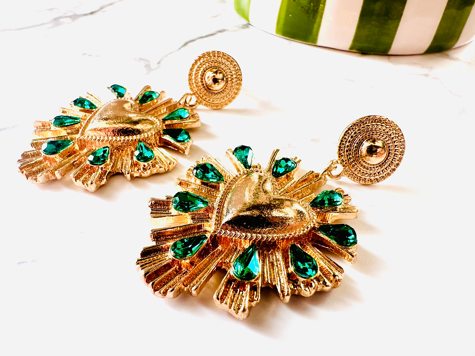 Miniature : Boucles d'oreilles Ex-voto émeraude Golden Diva