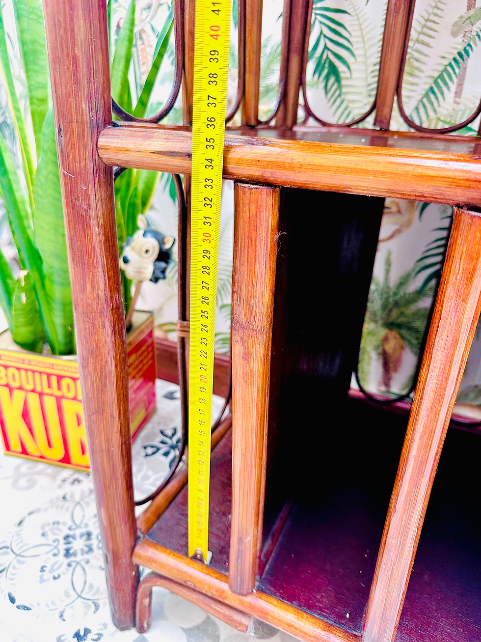 Miniature : Meuble bois rotin vintage vinyles 