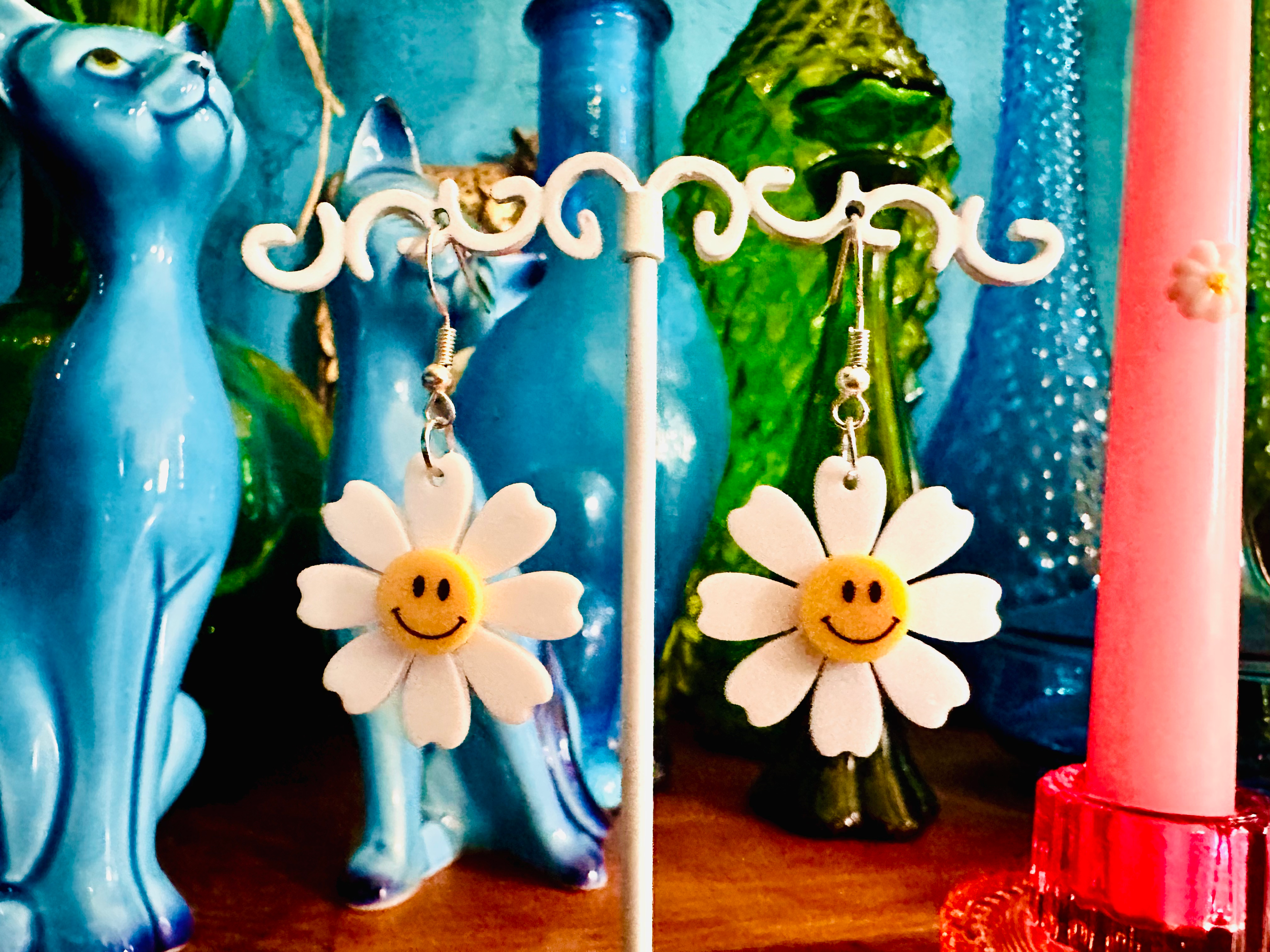 Boucles d'oreilles marguerites smiley #1