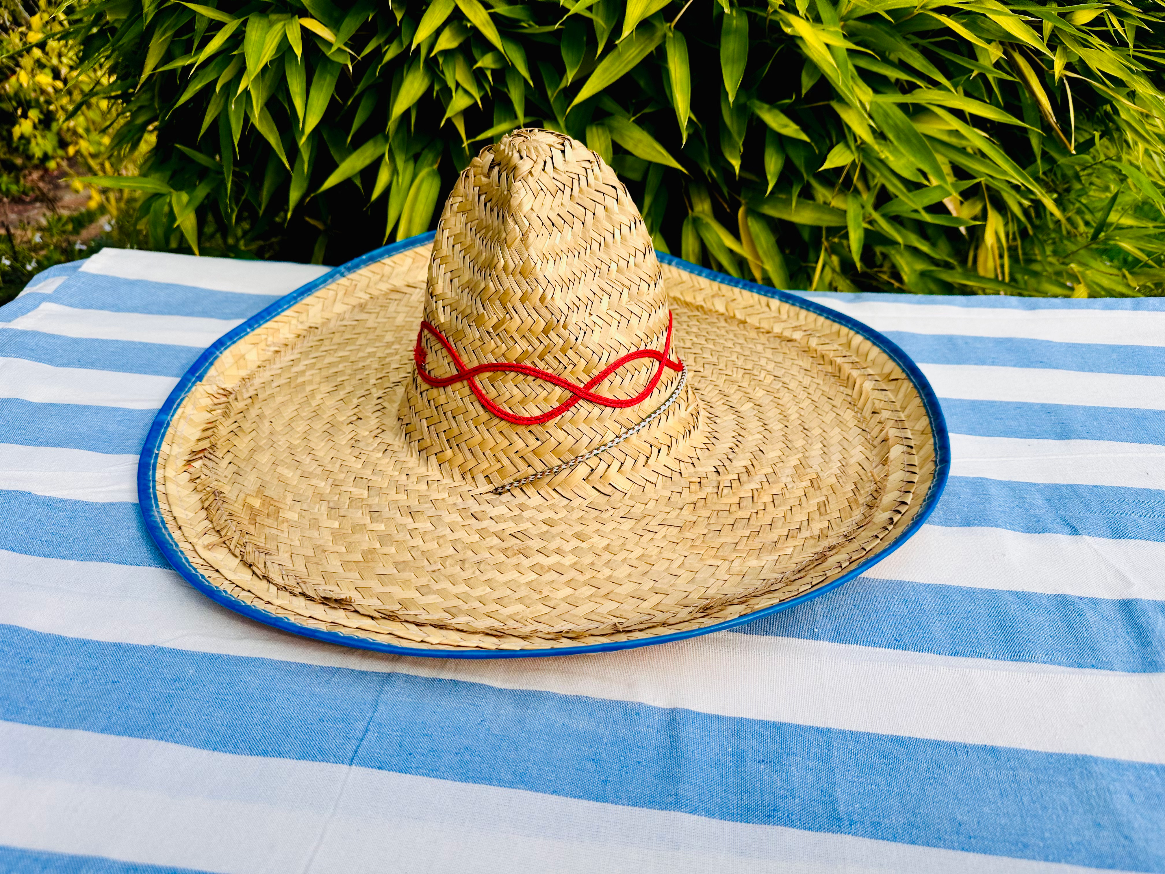 Grand chapeau paille tressée esprit mexicain vintage