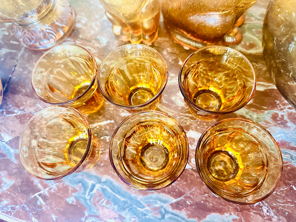 Miniature : Verres ambrés vintage