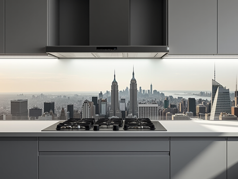 Stylish New York Glass Splashbacks for Modern English Kitchens