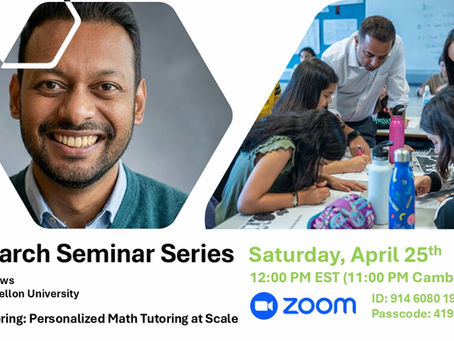 Please Join Us for a Weekly Research Seminar by Suraj Andrews on: PLUS Tutoring