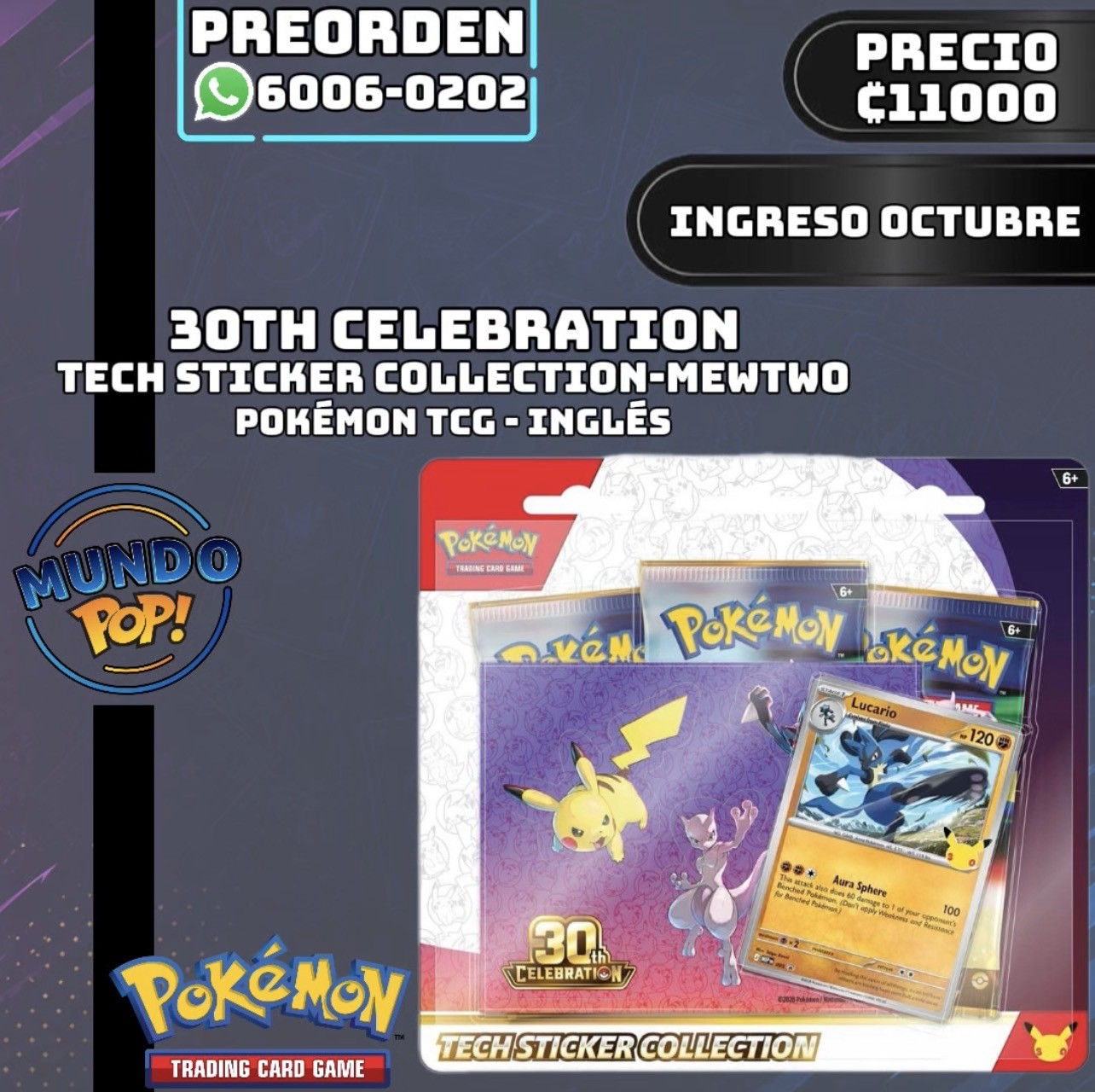 Mewtwo Tech Sticker: 30th Celebration - Pokémon TCG Inglés