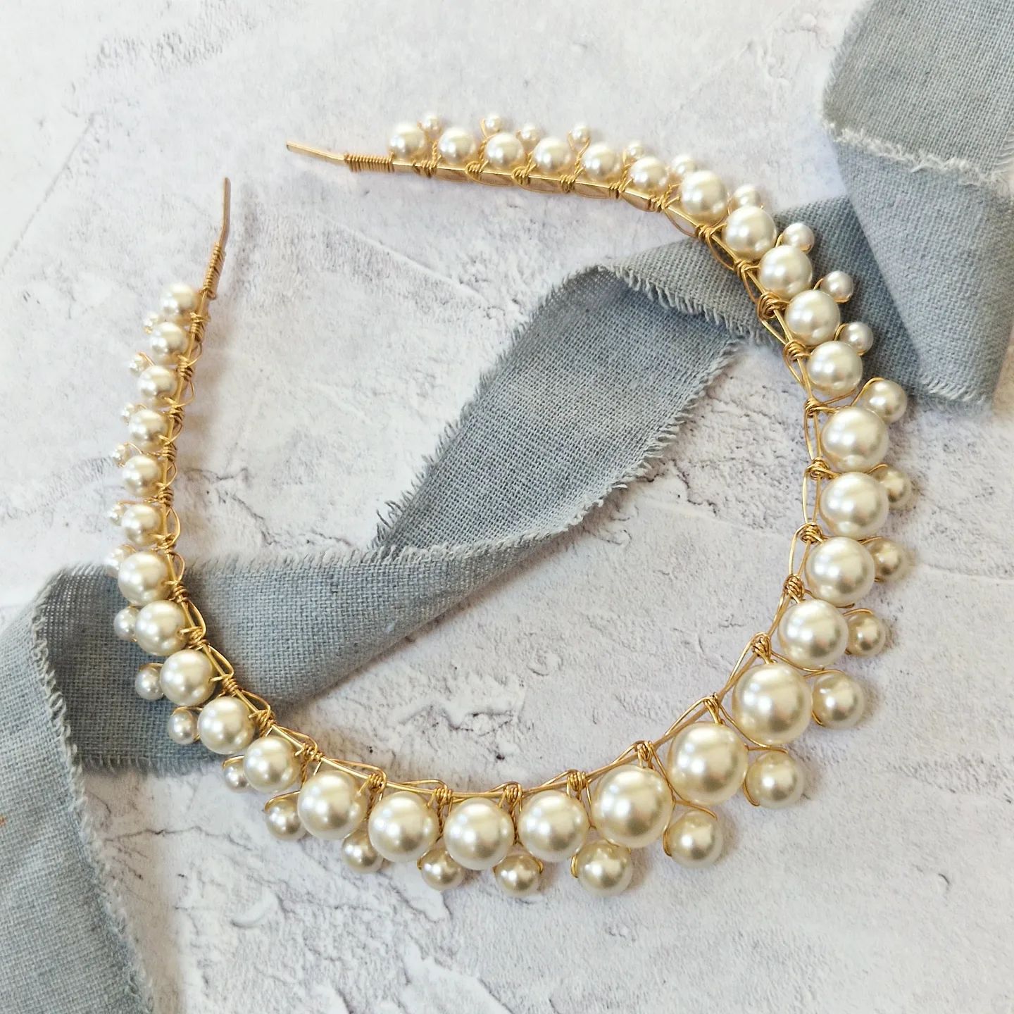made to order pearl bridal crown made with consciously sourced materials