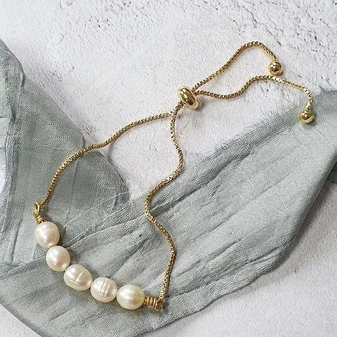 freshwater pearl slider bracelet for bridesmaids gifts or bride