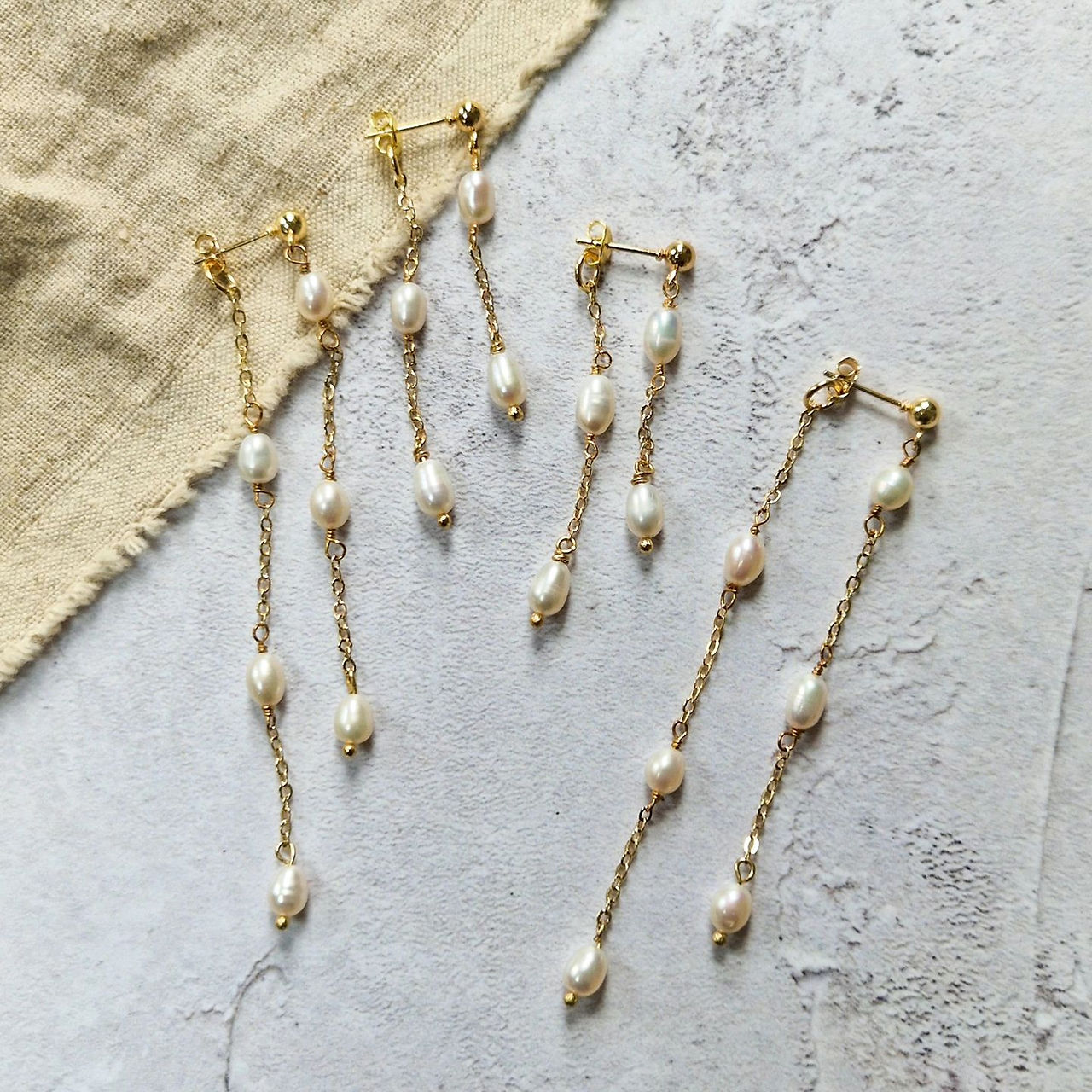 modern double layered pearl drop earirngs with fresh water pearls