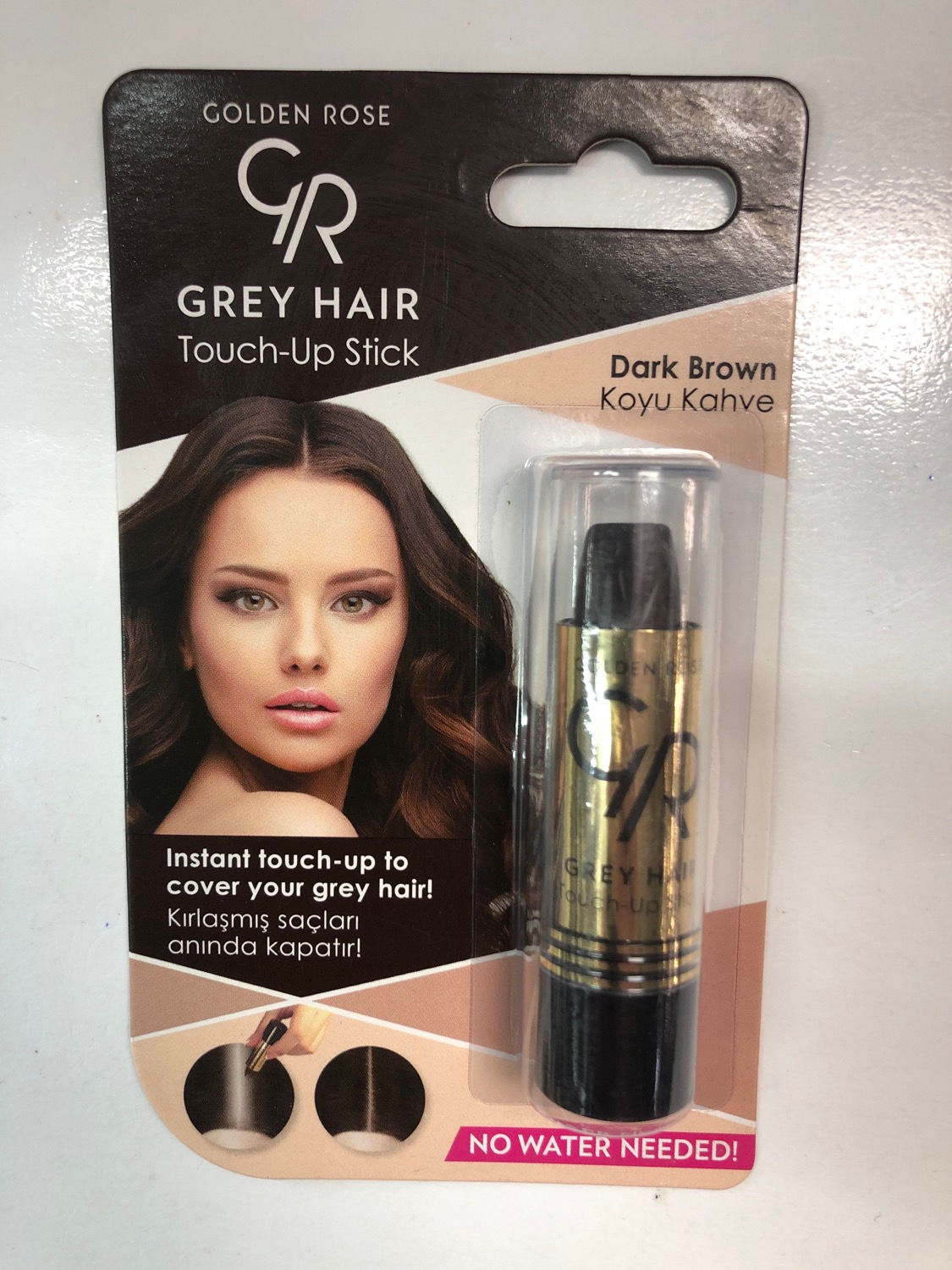 סטיק כיסוי לשיער לבן - שיבה גוון חום כהה גולדן רוז