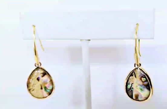 Thumbnail:  Abalone Teardrop Sculpted Earwire Earring