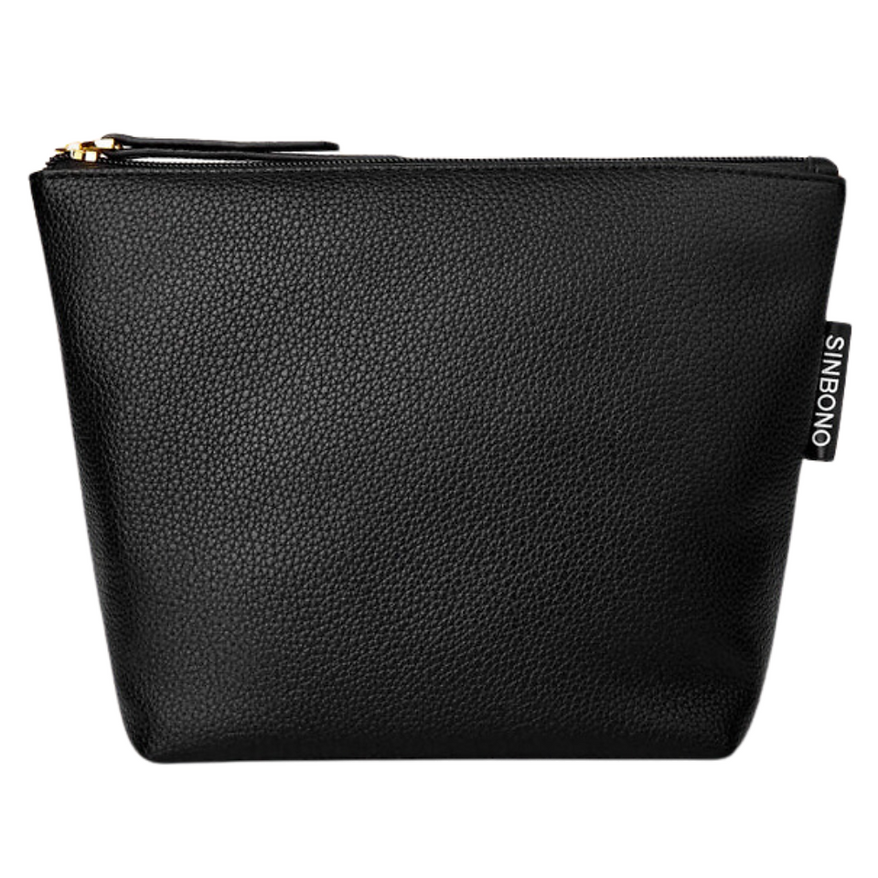 aesthetic black pleather makeup bag