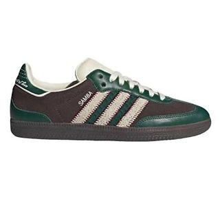 grey sambas with green detail