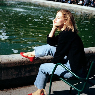 red ballet flat outfit