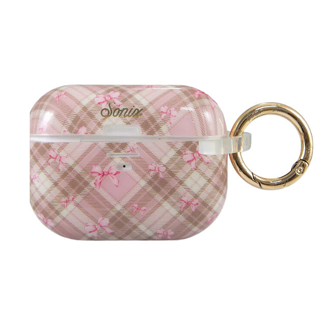 Pink and Brown Plaid Airpods Case