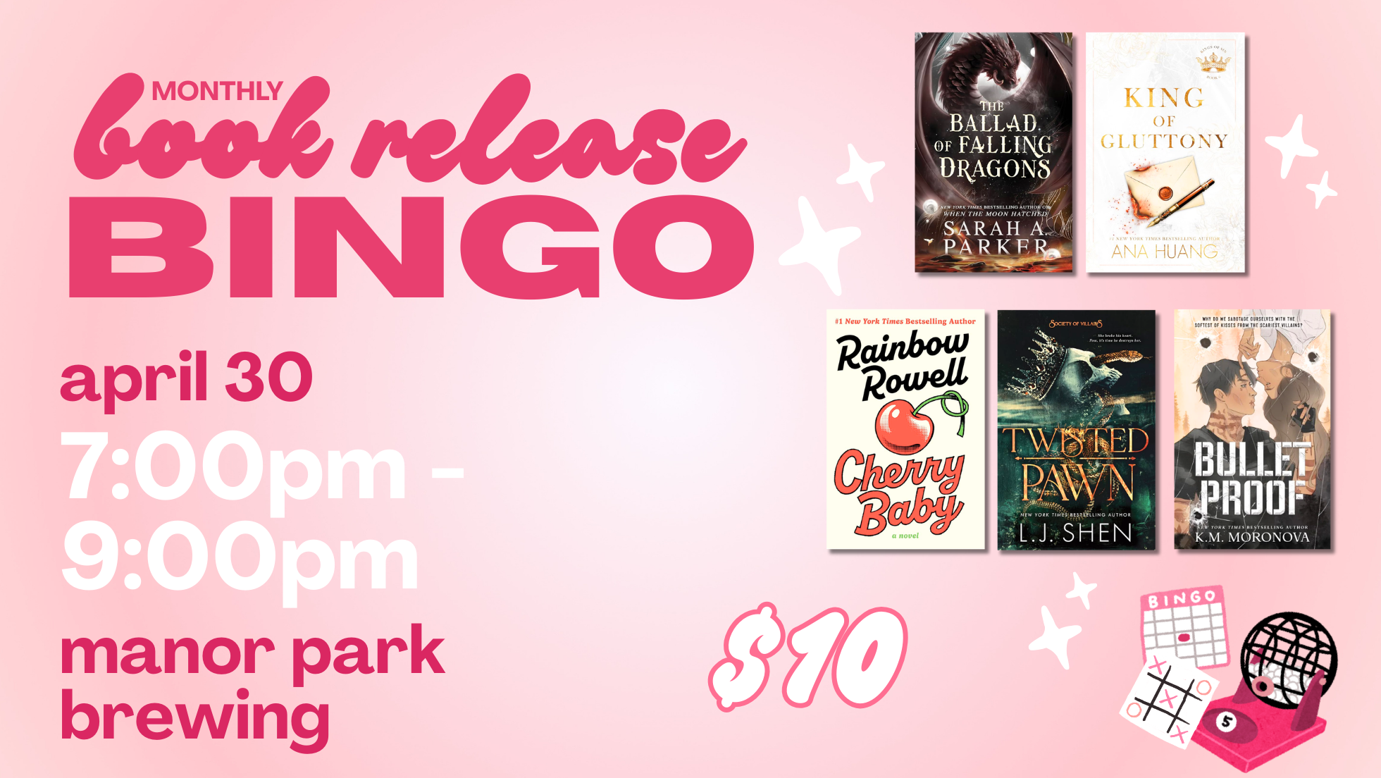 Book Release Bingo - April | Rough Draft Events